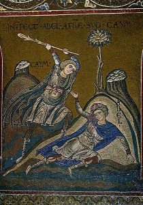 The murder of Abel -Cathedral of Monreale Byzantine mosaic 