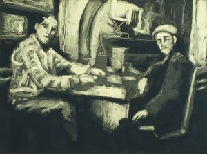 The Card Players Monotype. 27"X32"
