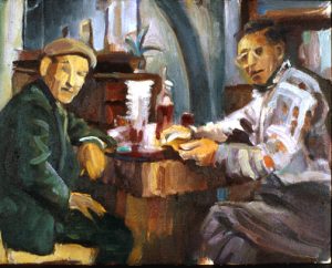 "The Card Players (Small Oil painting)